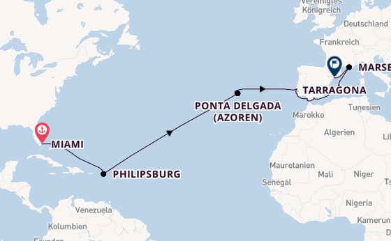 Transatlantik ab Miami auf der MSC Meraviglia