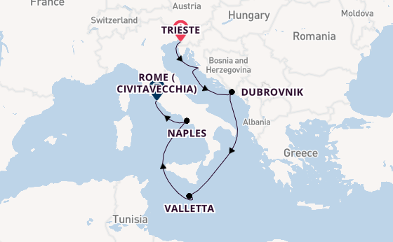 Mediterranean Sea from Trieste, Italy with the Queen Victoria