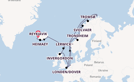 Noorwegen vanaf Reykjavik, IJsland met de Seabourn Ovation