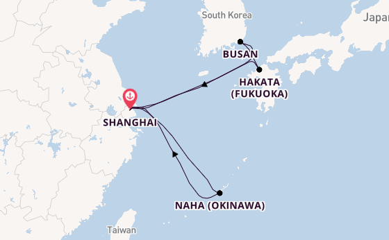 China from Shanghai, China with the MSC Bellissima