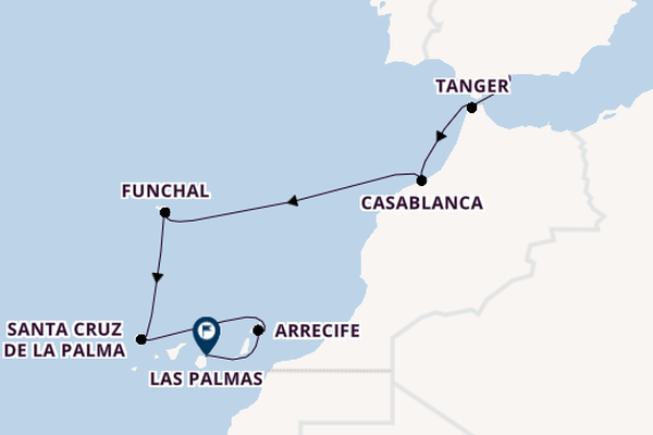 Canarische Eilanden vanaf Málaga, Spanje met de Le Champlain