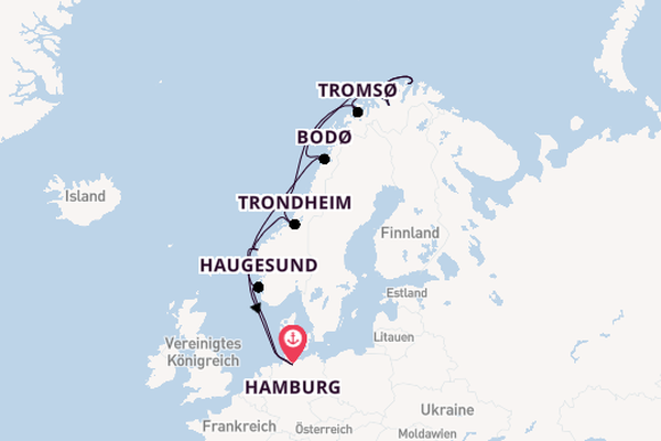 Norwegen ab Hamburg, Deutschland auf AIDAmar