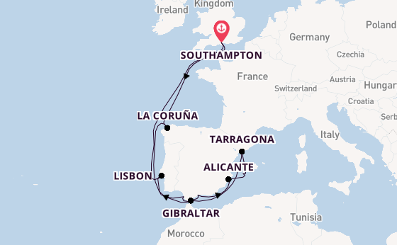 Western Mediterranean from Southampton, England with the MSC Virtuosa
