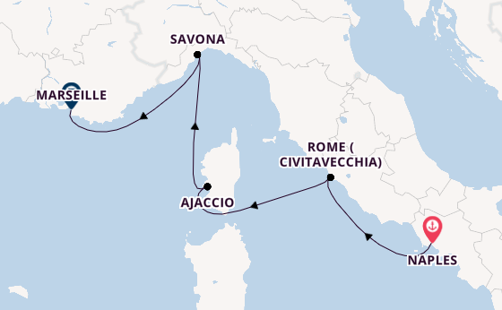 Western Mediterranean from Naples, Italy with the Costa Fascinosa