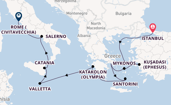 Mediterranean Sea from Istanbul, Turkey with the Norwegian Viva