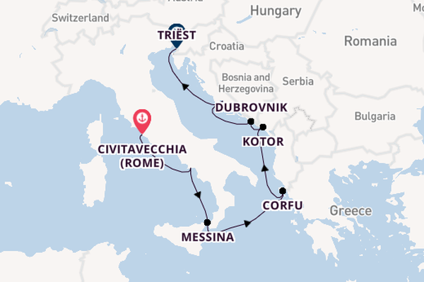 Middellandse Zee vanaf Civitavecchia (Rome), Italië met de Marina