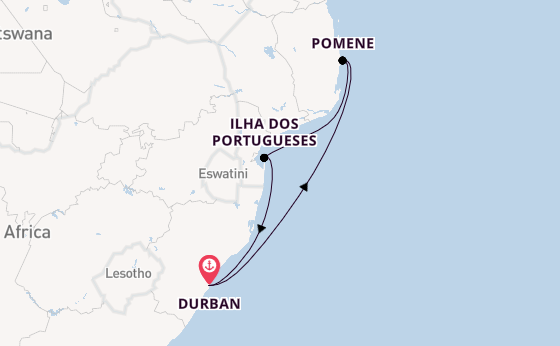 Zuidelijk Afrika vanaf Durban, Zuid-Afrika met de MSC Armonia