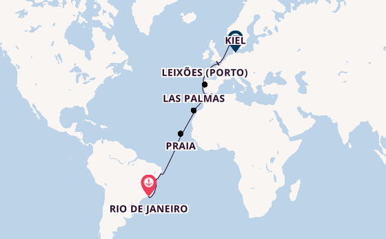 Transatlantik ab Rio de Janeiro, Brasilien auf der Costa Diadema