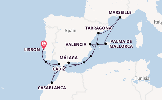 Western Mediterranean from Lisbon, Portugal with the Celestyal Discovery
