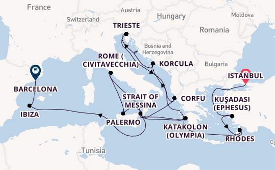 Mediterranean Sea from Istanbul, Turkey with the Queen Elizabeth