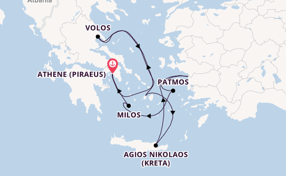 Oostelijke Middellandse Zee vanaf Athene (Piraeus), Griekenland met de EXPLORA I