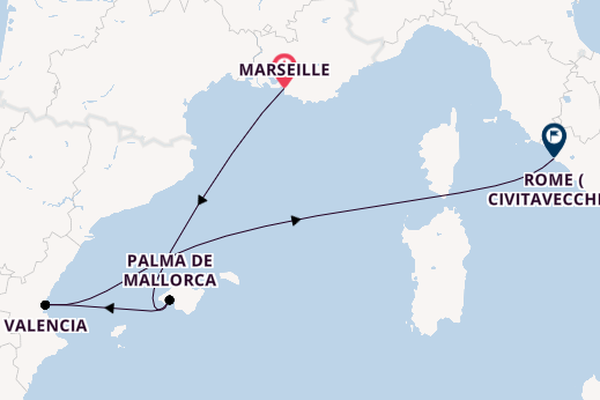 Western Mediterranean from Marseille, France with the MSC Lirica