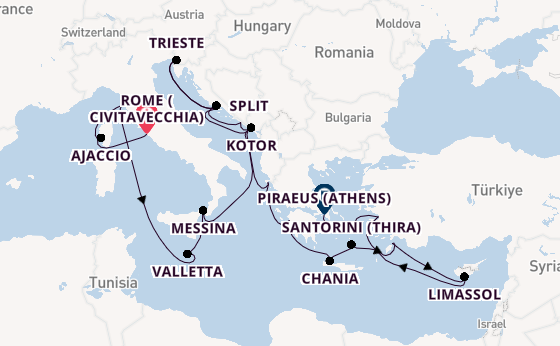 Mediterranean from Rome (Civitavecchia), Italy with the Enchanted Princess