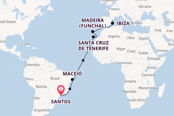 Transatlantic & Repositioning from Santos, Brazil with the MSC Splendida