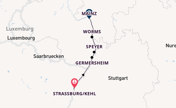 Rad und Schiff Reise - Von Straßburg nach Mainz