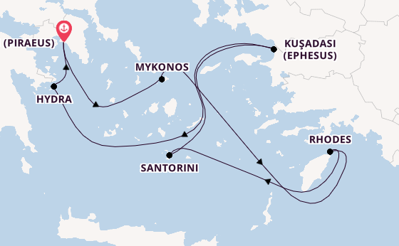 Eastern Mediterranean from Athens (Piraeus), Greece with the Celebrity Infinity