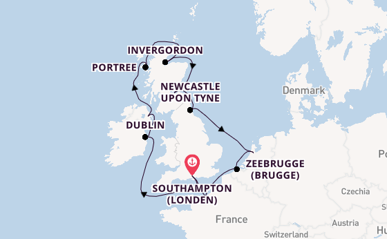 Britse Eilanden vanaf Southampton (Londen), Engeland met de Norwegian Star