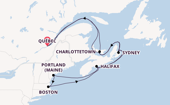 Neuengland ab Québec, Kanada auf der Zuiderdam