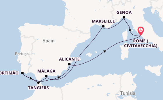 Mediterranean Sea from Rome (Civitavecchia), Italy with the MSC Sinfonia
