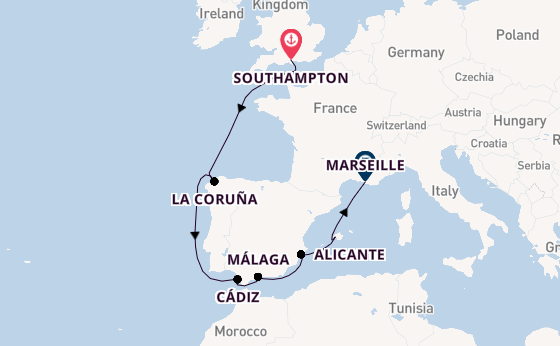 Western Mediterranean from Southampton, England with the MSC Virtuosa