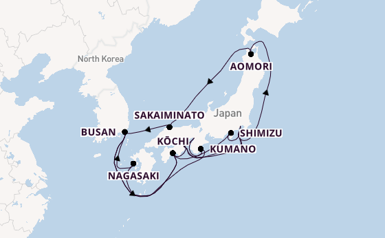 Japan from Tokyo, Japan with the Diamond Princess