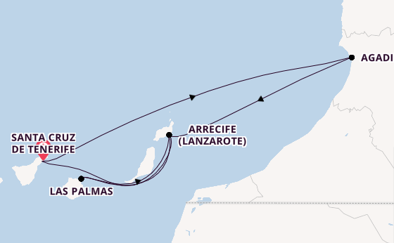 Kanarische Inseln ab Santa Cruz de Tenerife, Spanien auf der Costa Smeralda