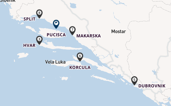 Kroatien ab Split, Kroatien auf der MY Gradina