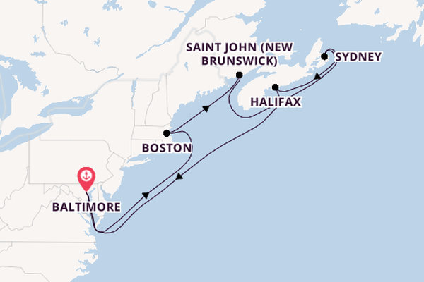 North America from Baltimore, Maryland, USA with the Vision of the Seas