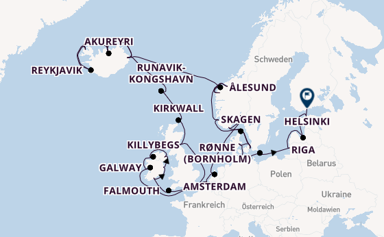 Britische Inseln ab Kopenhagen, Dänemark auf der Caribbean Princess