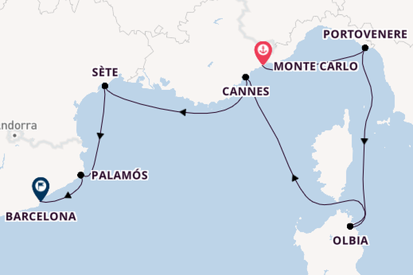 Westelijke Middellandse Zee vanaf Monte Carlo, Monaco met de Seabourn Ovation