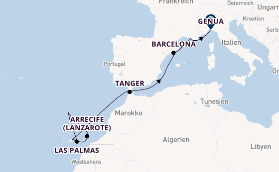 Kanarische Inseln ab Santa Cruz de Tenerife, Spanien auf der Costa Smeralda