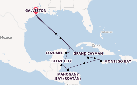 Western Caribbean from Galveston, Texas, USA with the Carnival Spirit
