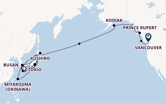 Transpazifik ab Tokio, Japan auf der Seabourn Encore