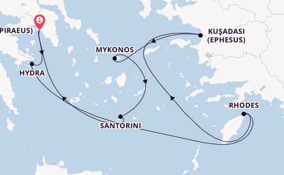 Eastern Mediterranean from Athens (Piraeus), Greece with the Celebrity Infinity