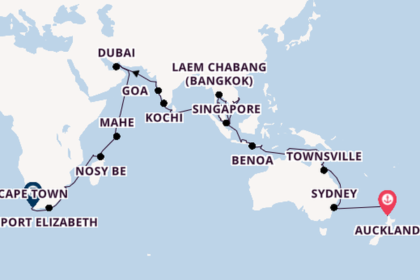 South East Asia from Auckland, New Zealand with the Seven Seas Voyager