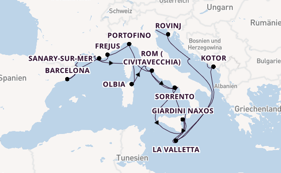 Westliches Mittelmeer ab Fusina (Venedig) auf der Seabourn Ovation
