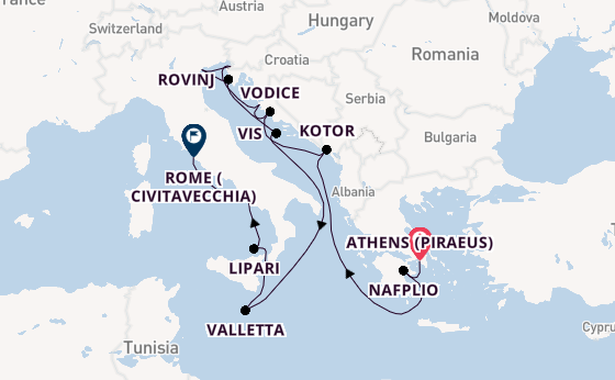 Mediterranean Sea from Athens (Piraeus), Greece with the Seabourn Ovation 