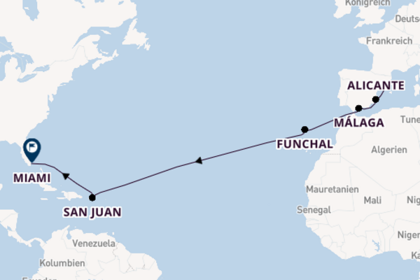 Transatlantik ab Barcelona, Spanien auf der Vista