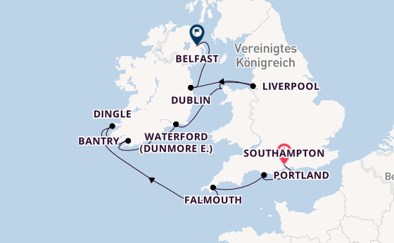 Britische Inseln ab Southampton, Großbritannien auf der Vista
