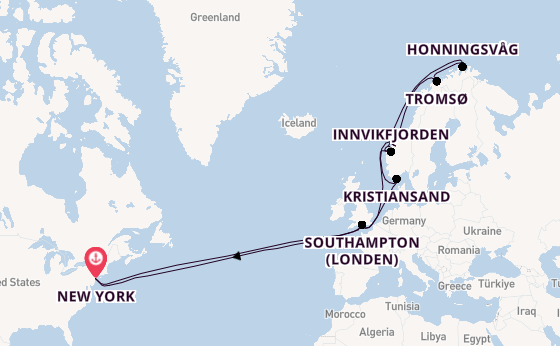 trans-Atlantisch vanaf New York, Verenigde Staten met de Queen Mary 2