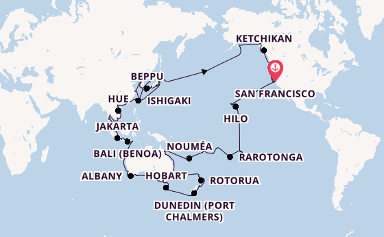 Transpacific from San Francisco, USA with the Seven Seas Splendor