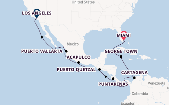 Mexicaanse Riviera vanaf Miami, Verenigde Staten met de Vista