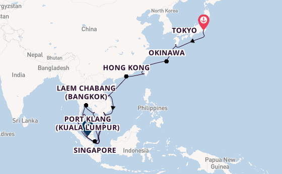 South East Asia from Tokyo, Japan with the Sapphire Princess