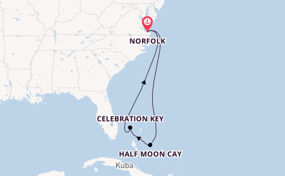 USA Ostküste ab Norfolk, USA auf der Carnival Freedom 
