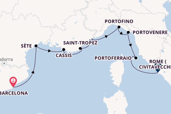 Western Mediterranean from Barcelona, Spain with the Seabourn Venture