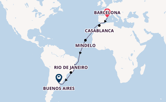 trans-Atlantisch vanaf Barcelona, Spanje met de MSC Magnifica