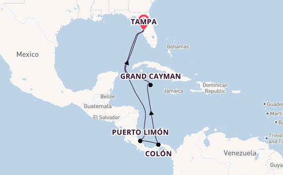Midden-Amerika vanaf Tampa, Verenigde Staten met de Carnival Legend