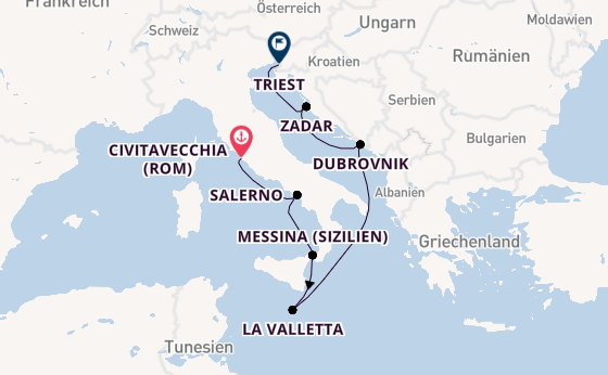 Mittelmeer ab Civitavecchia (Rom), Italien auf der Aurelia