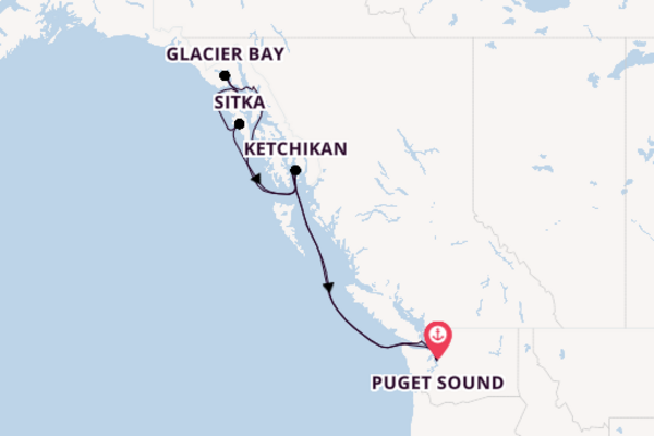 Alaska vanaf Seattle, Verenigde Staten met de Eurodam