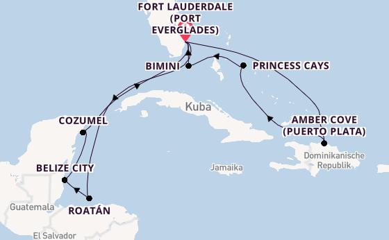 Karibik ab Fort Lauderdale (Port Everglades), USA auf der Star Princess